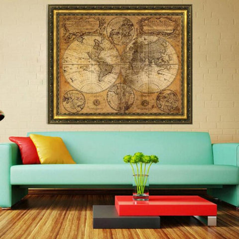 2016 Vintage Style Retro Cloth Poster Globe Old World Nautical Map Gifts Home Decor Mural Decal
